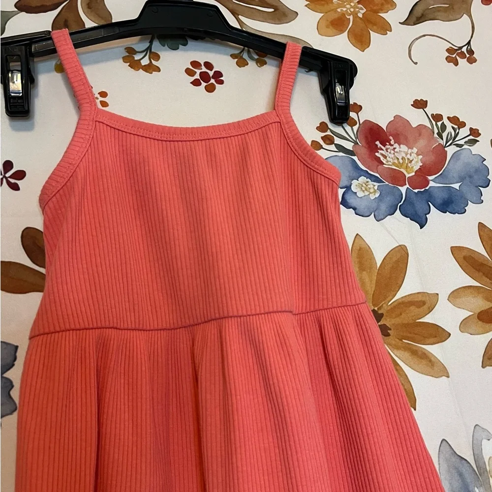 Old Navy Girls 5T Reddish Pink Ribbed Spaghetti Strap Tank Dress Spring Summer
